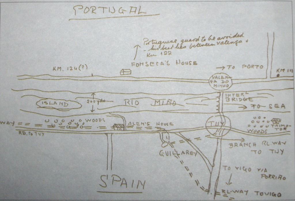 Mapa de huida hacia Portugal dibujado por Eduardo Martínez Mapa de huida hacia Portugal dibujado por Eduardo Martínez